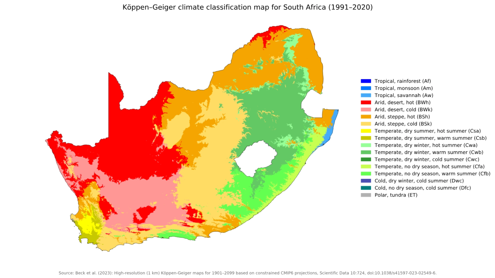 Map of South African composting climate zones from Western Cape to KwaZulu-Natal
