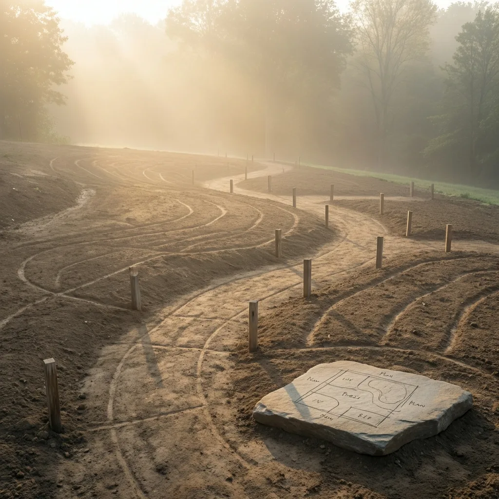 Conceptual illustration of an empty garden site before landscaping decisions are made