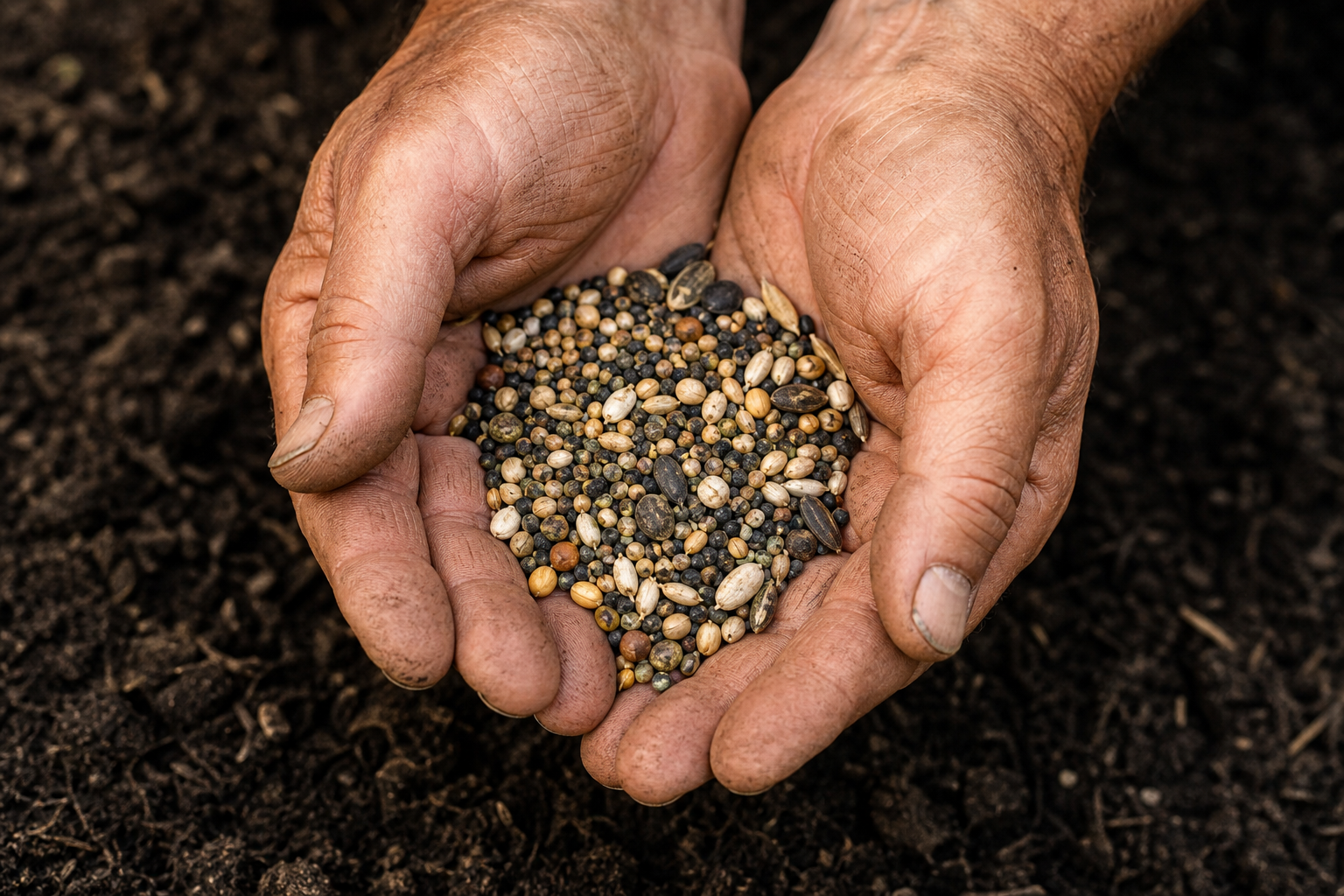 Garden seeds held over soil - choosing
seeds vs established plants for a South
African garden