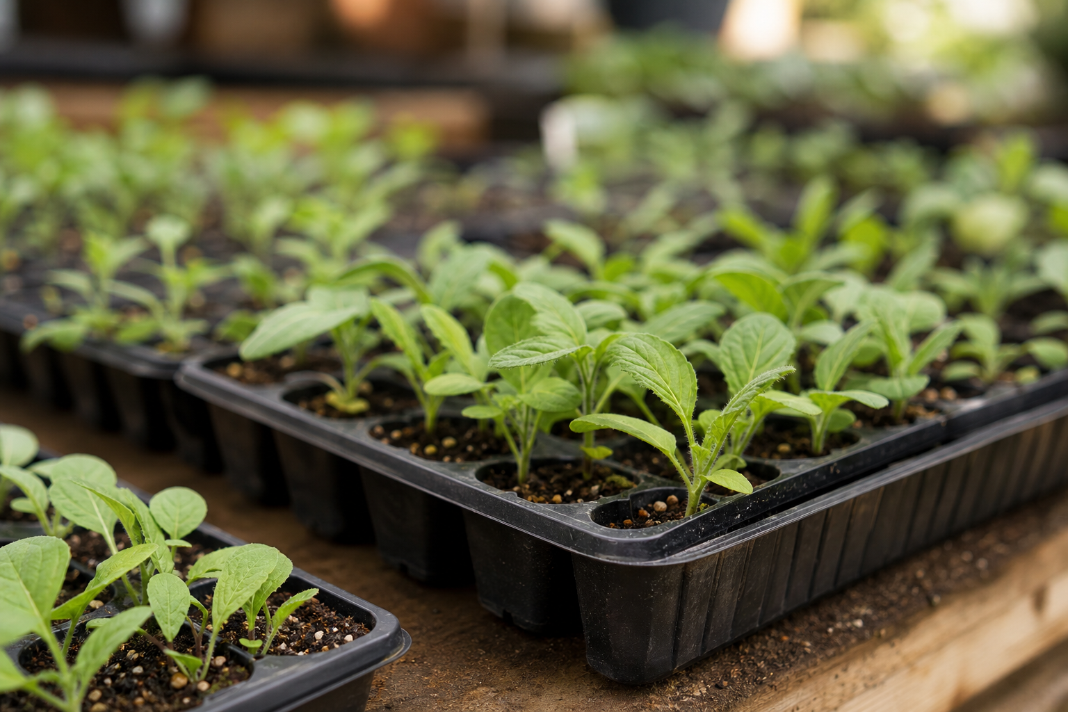 Seedlings in nursery trays - the practical middle ground between seeds and established plants